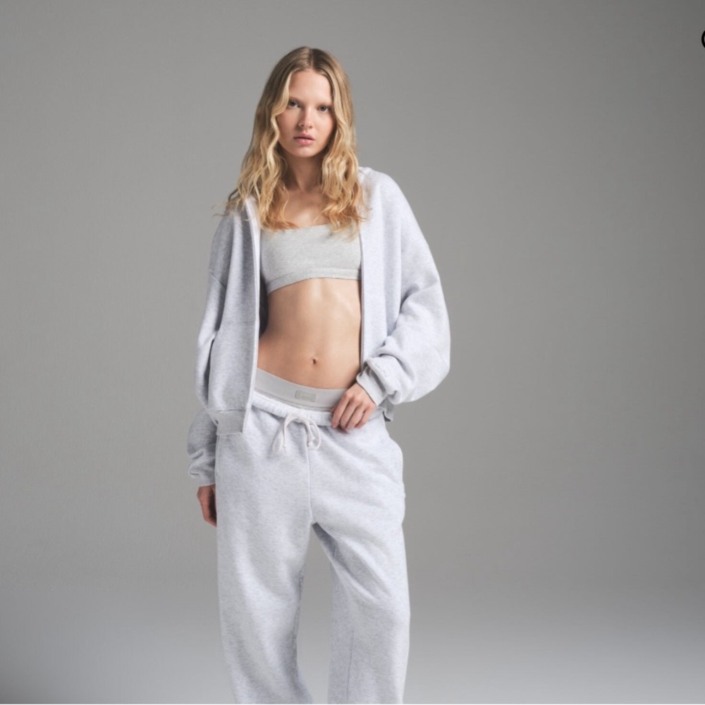 Classic Gray Zip Up Hoodie Skims